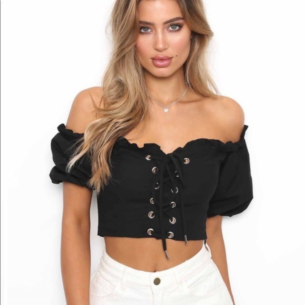 Lace up crop top